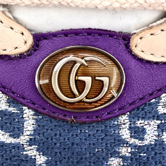Gucci Screener Patchwork GG Logo Casual Sneakers 36 Purple Red Beige Leather & C - Picture 4 of 9